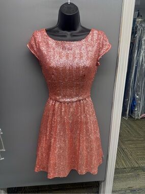 JASH AND JAZZ 14513196 SIZE 2 CORAL SHORT DRESS FORMAL PAGEANT HOMECOMING